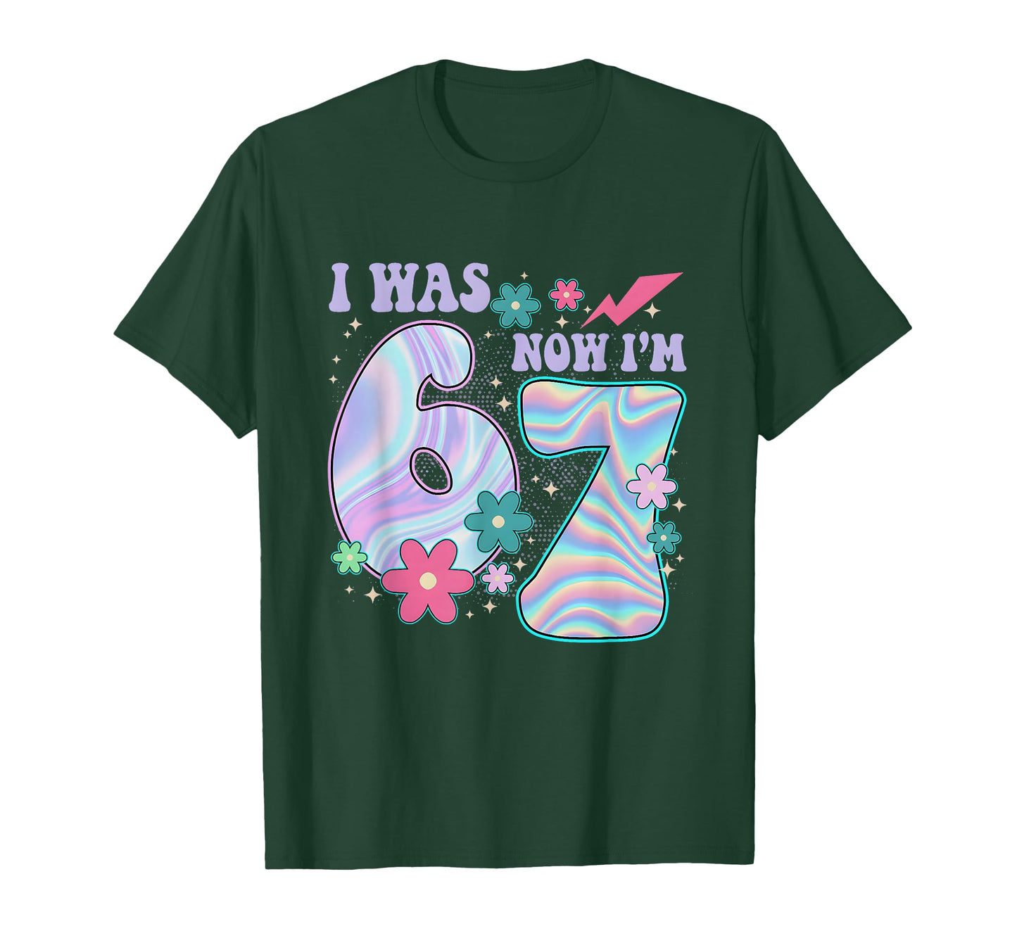 7 Year Old Birthday i was 6 Now I'm 7 67 Funny for Kids Girl T-Shirt