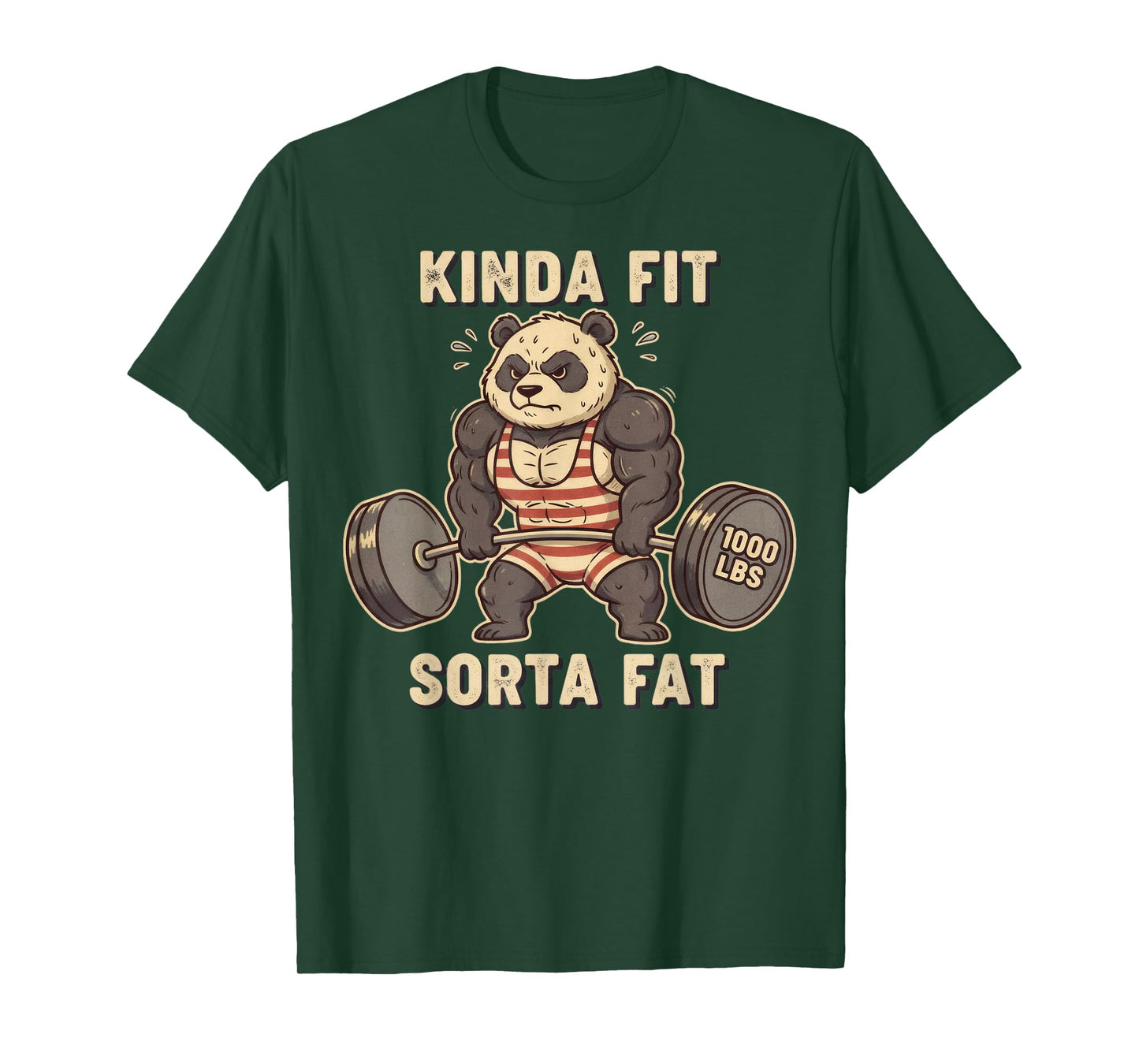 Kinda Fit Sorta Fat Funny Gym Panda Fitness Workout Lover T-Shirt