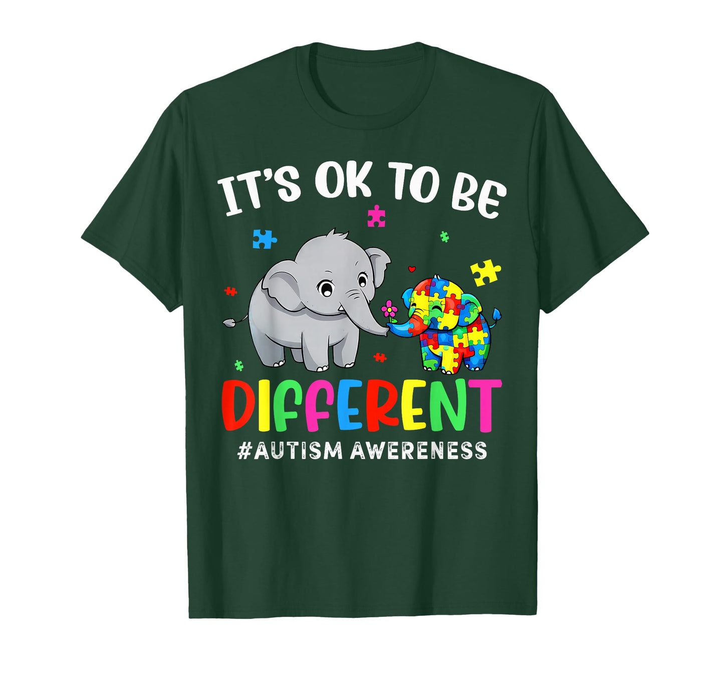 It's Ok to Be Different Elephant for Mom Dad Teachers Autism T-Shirt