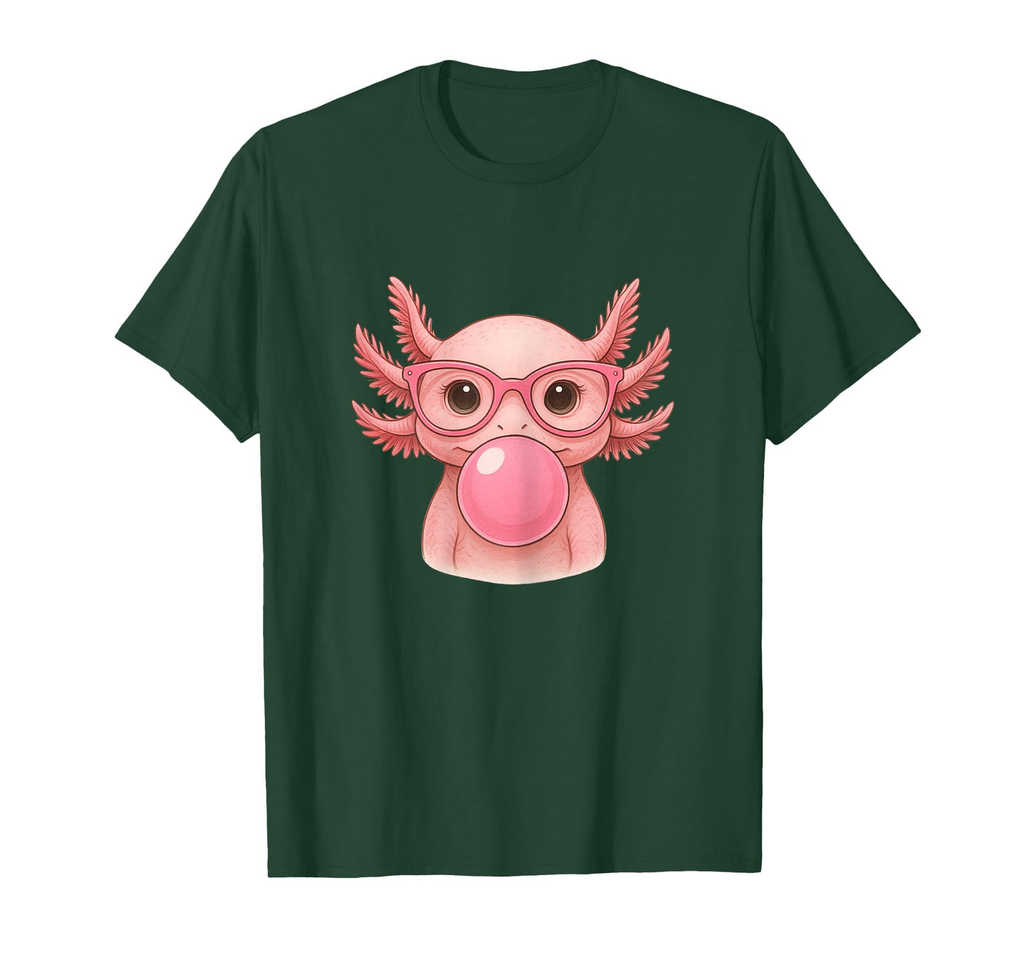 Funny Axolotl Bubble Gum for Women. Cute Axolotl Glasses T-Shirt