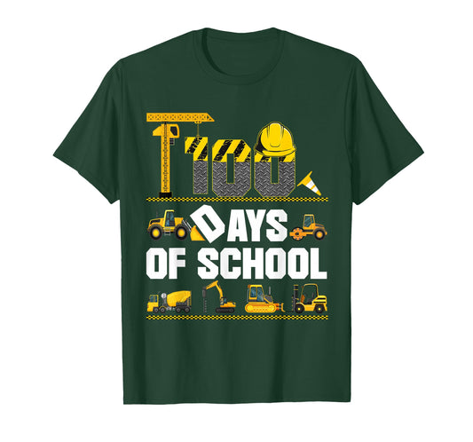100 Days Construction 100th Day of School Girl Teacher Kid T-Shirt
