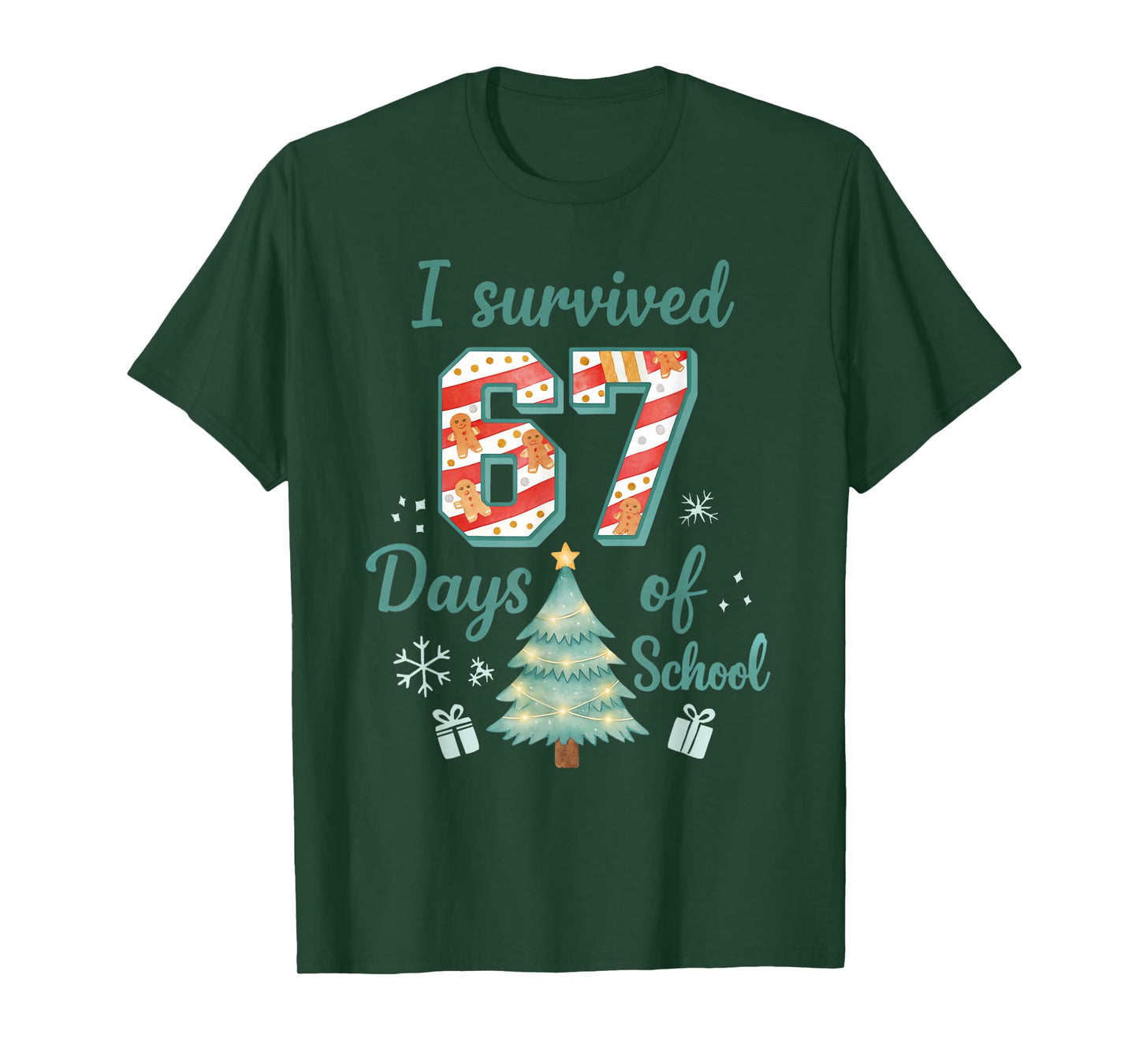 I Survived 67 Days of School Christmas Teacher Student T-Shirt