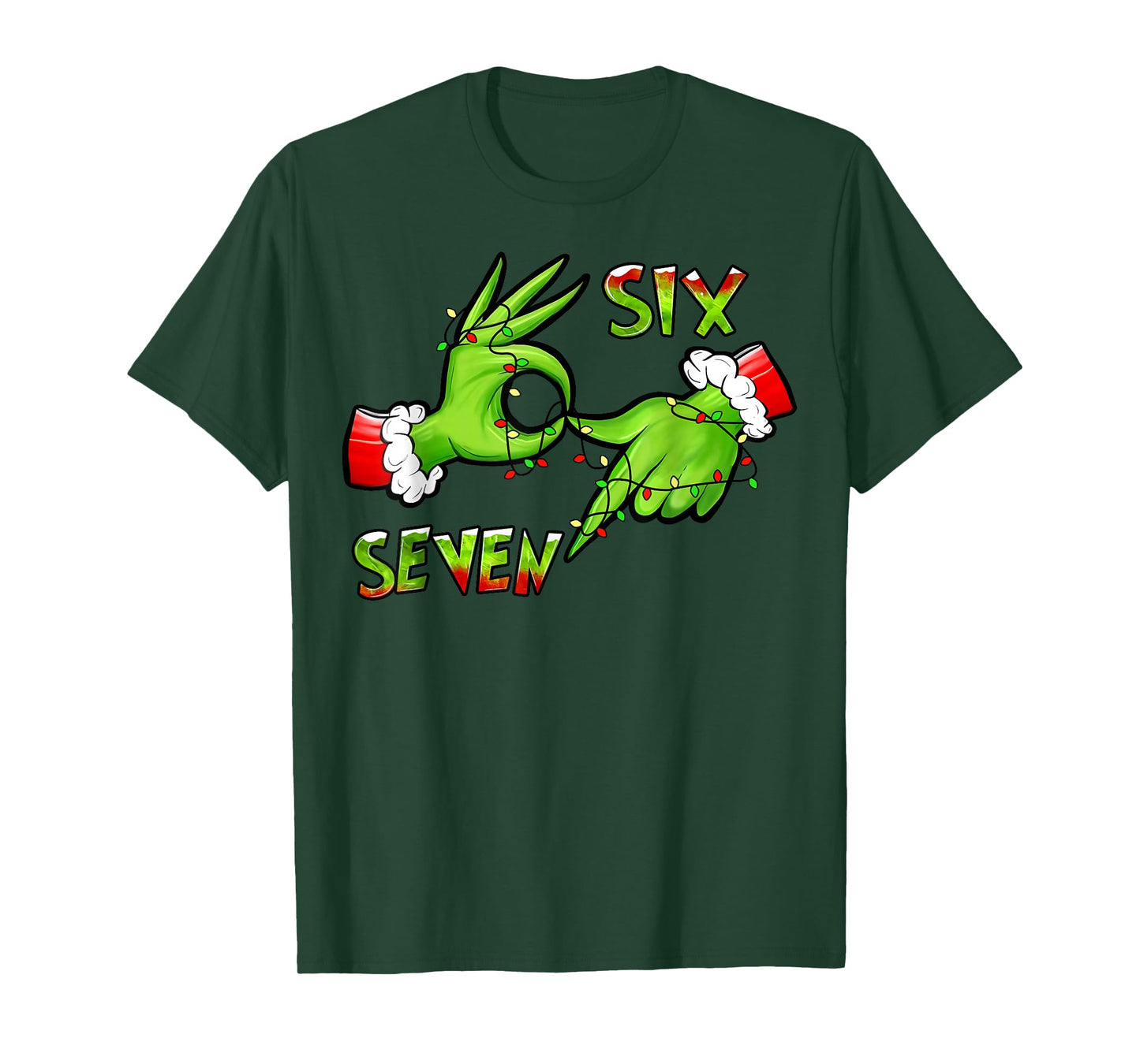 6 7 Six Seven Hand Gen Z Alpha Meme Slang Xmas Christmas T-Shirt