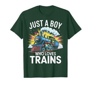 Train Lover Just A Boy Who Loves Trains T-Shirt