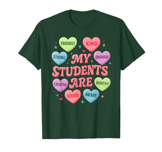 Teacher Valentine Heart My Students are Loved Kind T-Shirt