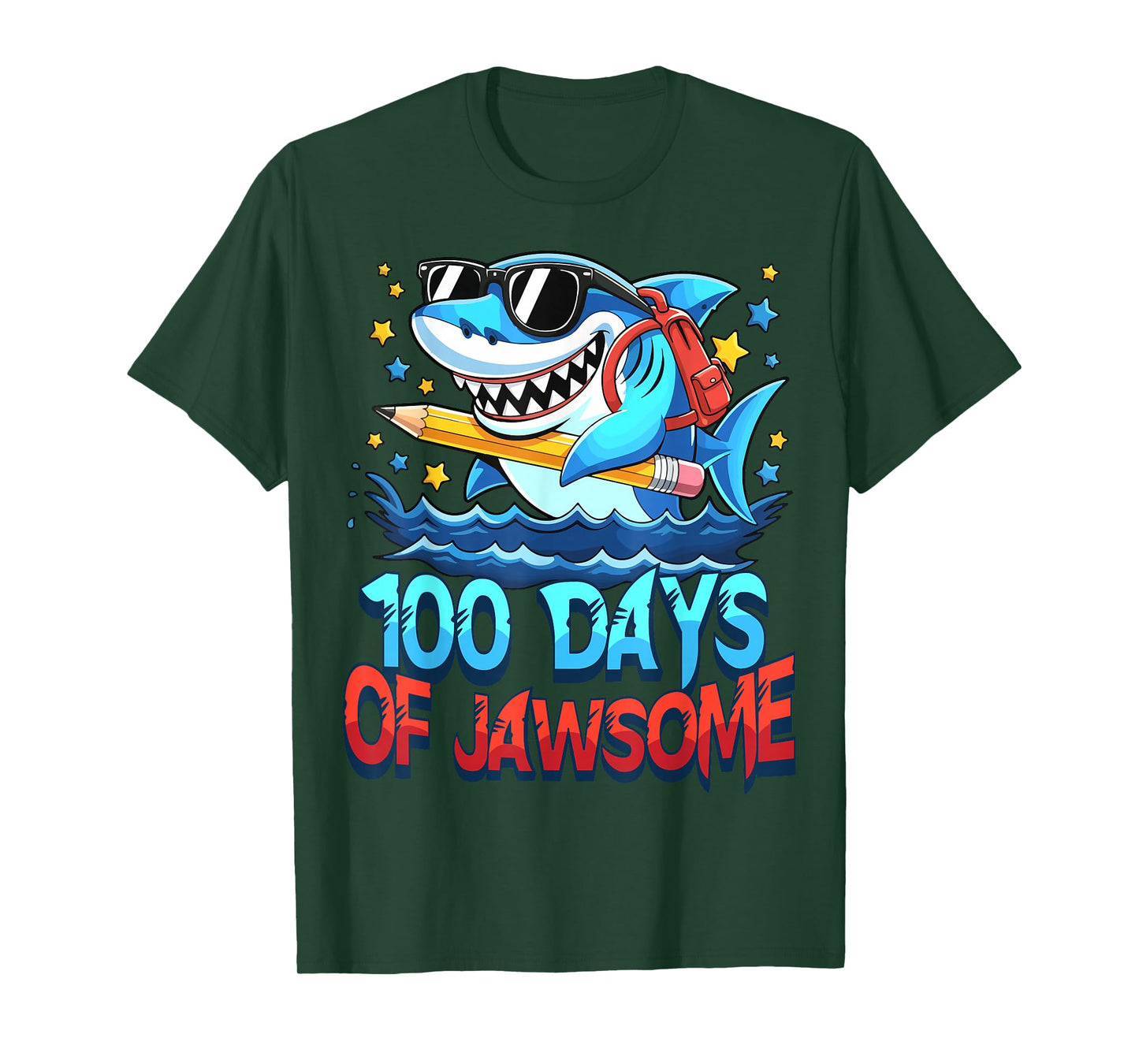 Funny 100 Days of Jawsome Shark Kids Boy 100th Day of School T-Shirt