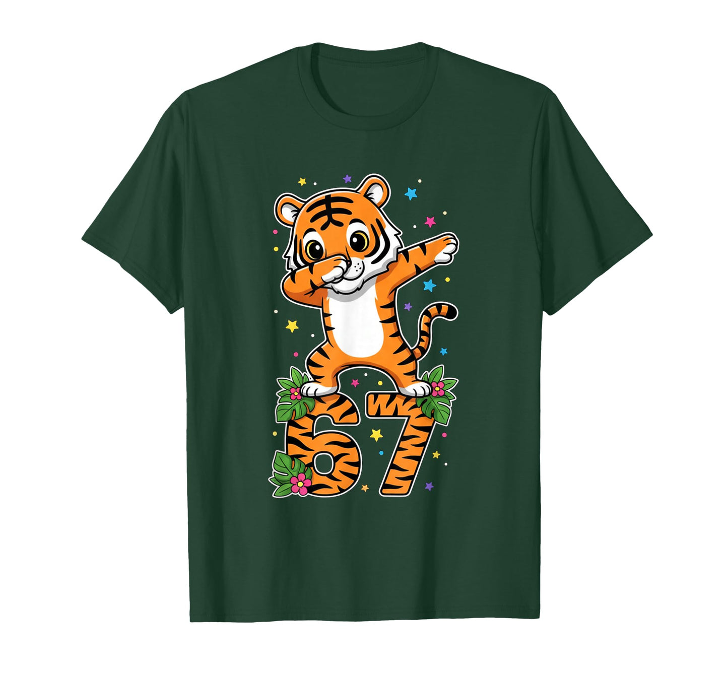 Dabbing Tiger 67 Funny Six Seven Gen Z Slang Meme Cute T-Shirt