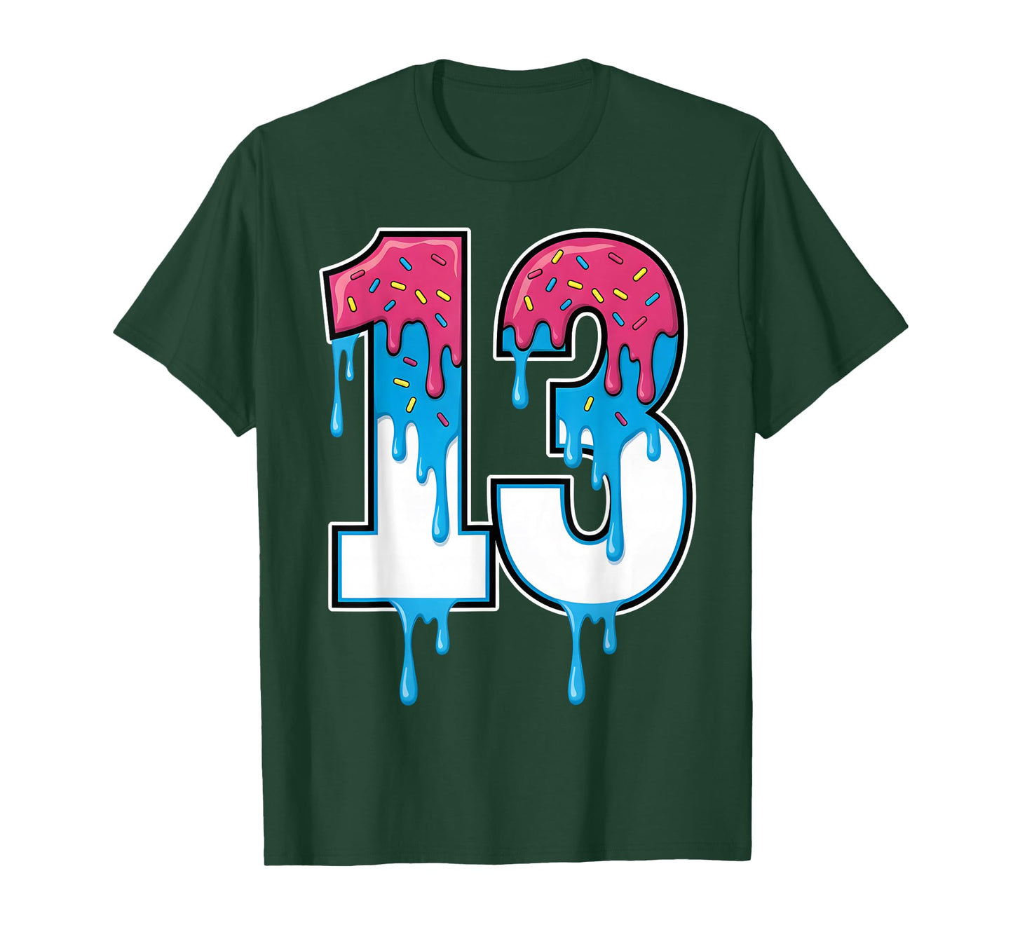 Number 13 Team Sports Ice Cream Drip Matching Varsity 13 T-Shirt