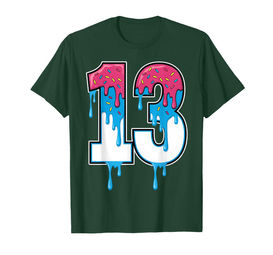Number 13 Team Sports Ice Cream Drip Matching Varsity 13 T-Shirt