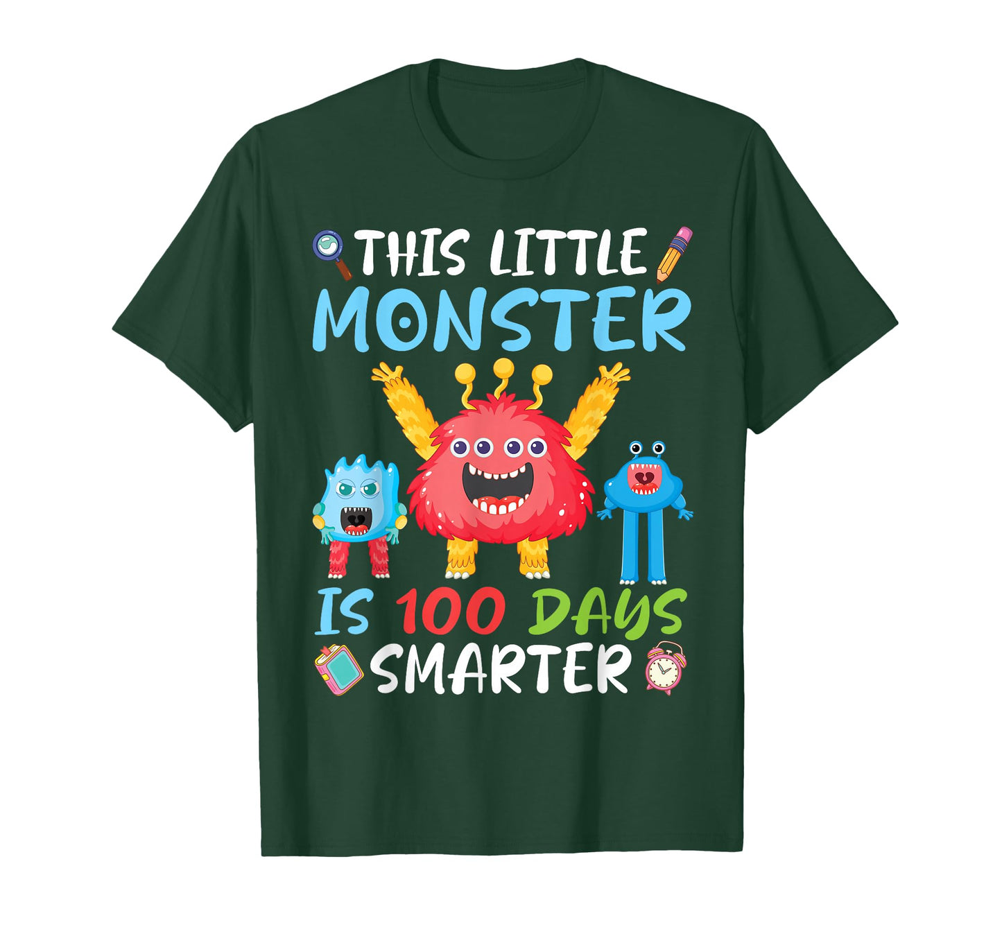This Little Monster is 100 Days Smarter Student Back School T-Shirt