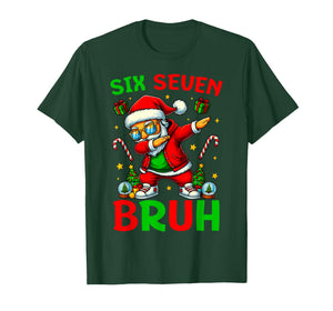 Six Seven 6 7 Meme Dabbing Santa Merry Christmas Bruh T-Shirt