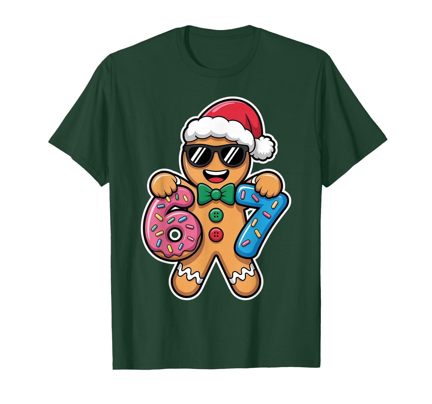 67 Funny Christmas Boys Kids Xmas Six Seven Gingerbread 6 7 T-Shirt
