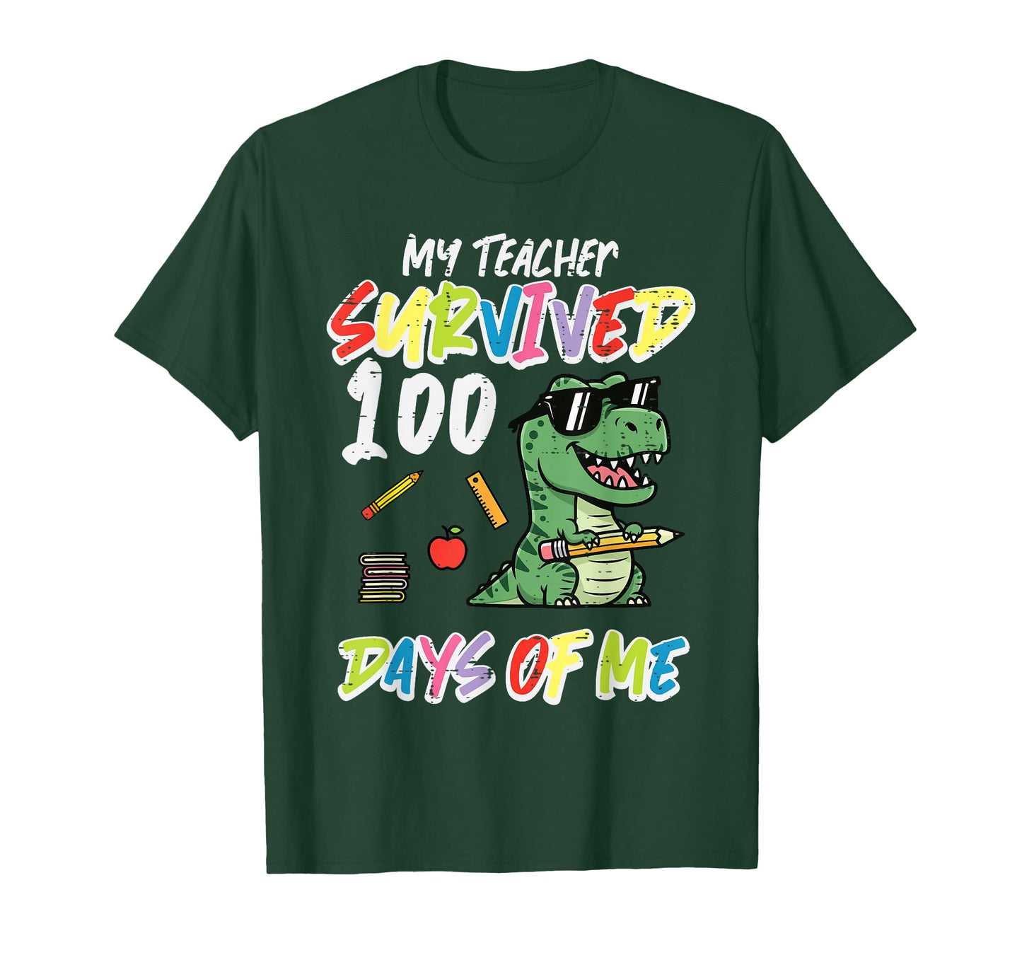 Teacher Survived 100 Days Me Dino 100th Day School Boys Kids T-Shirt