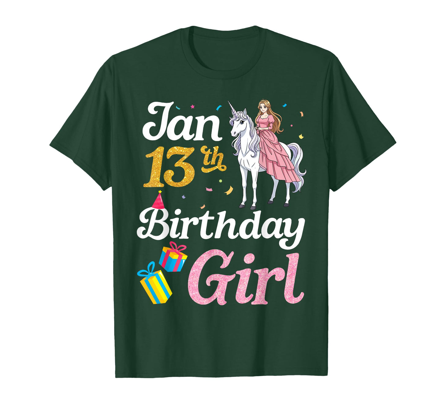 Born On January 13th Happy Birthday to Me Cute Unicorn Girl T-Shirt