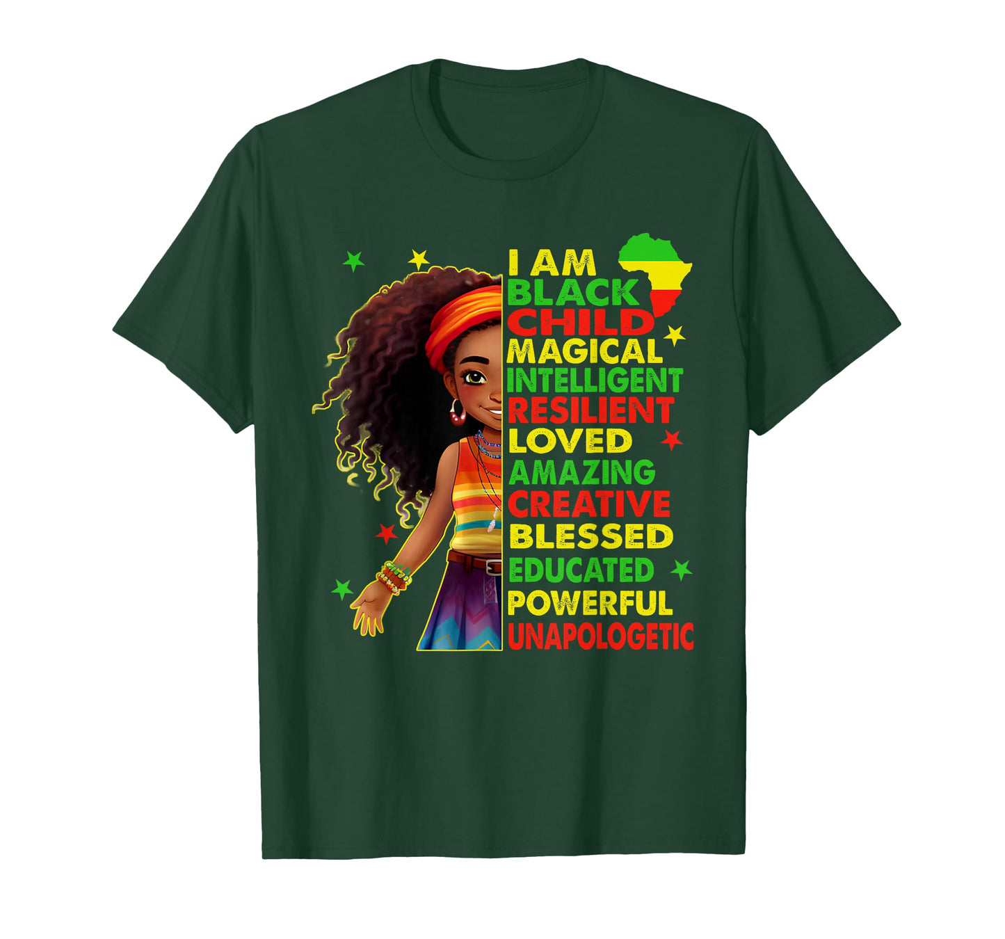 I Am Black Child Juneteenth African American Girls Kids T-Shirt
