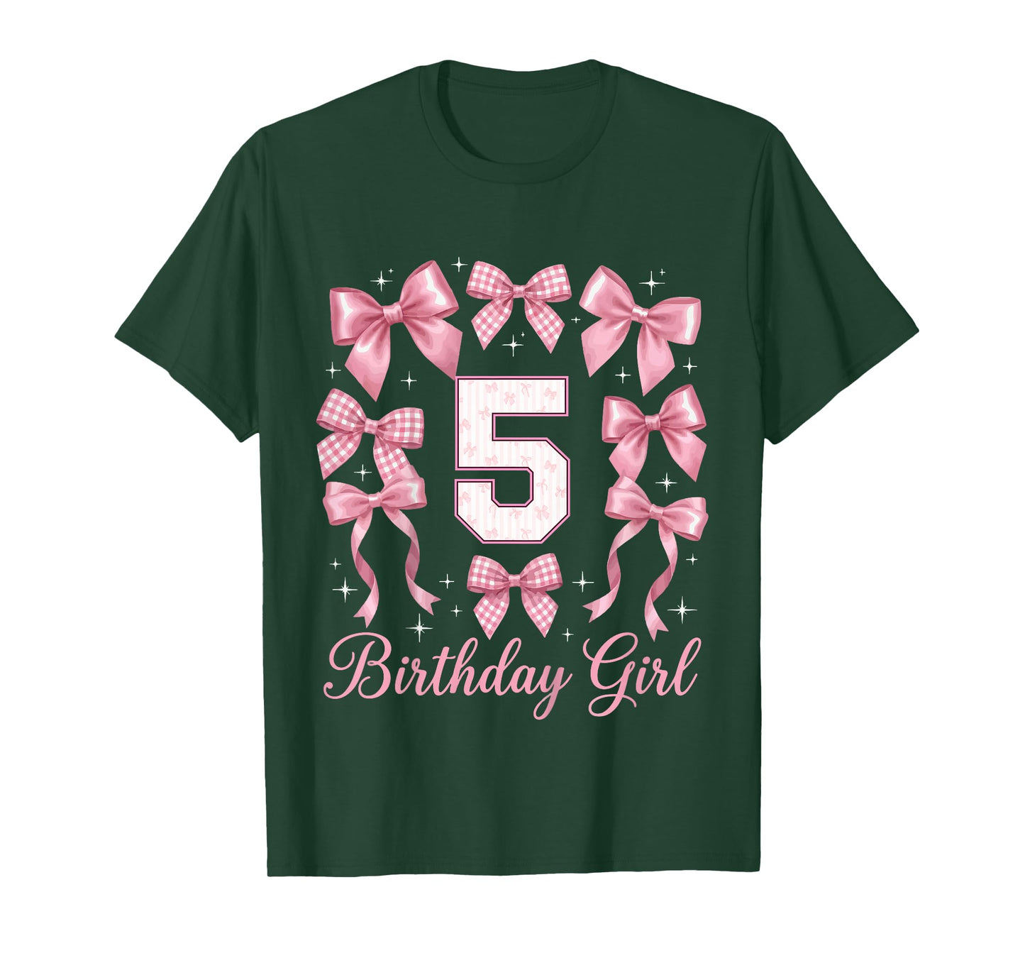 Kids 5th Birthday Shirt Girl Coquette Bow Kids Five 5 Year Old T-Shirt