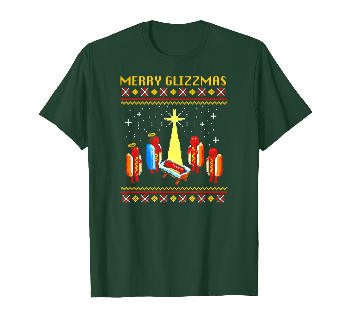 Merry Glizzmas Retro Funny Hot Dog Family Christmas Xmas T-Shirt