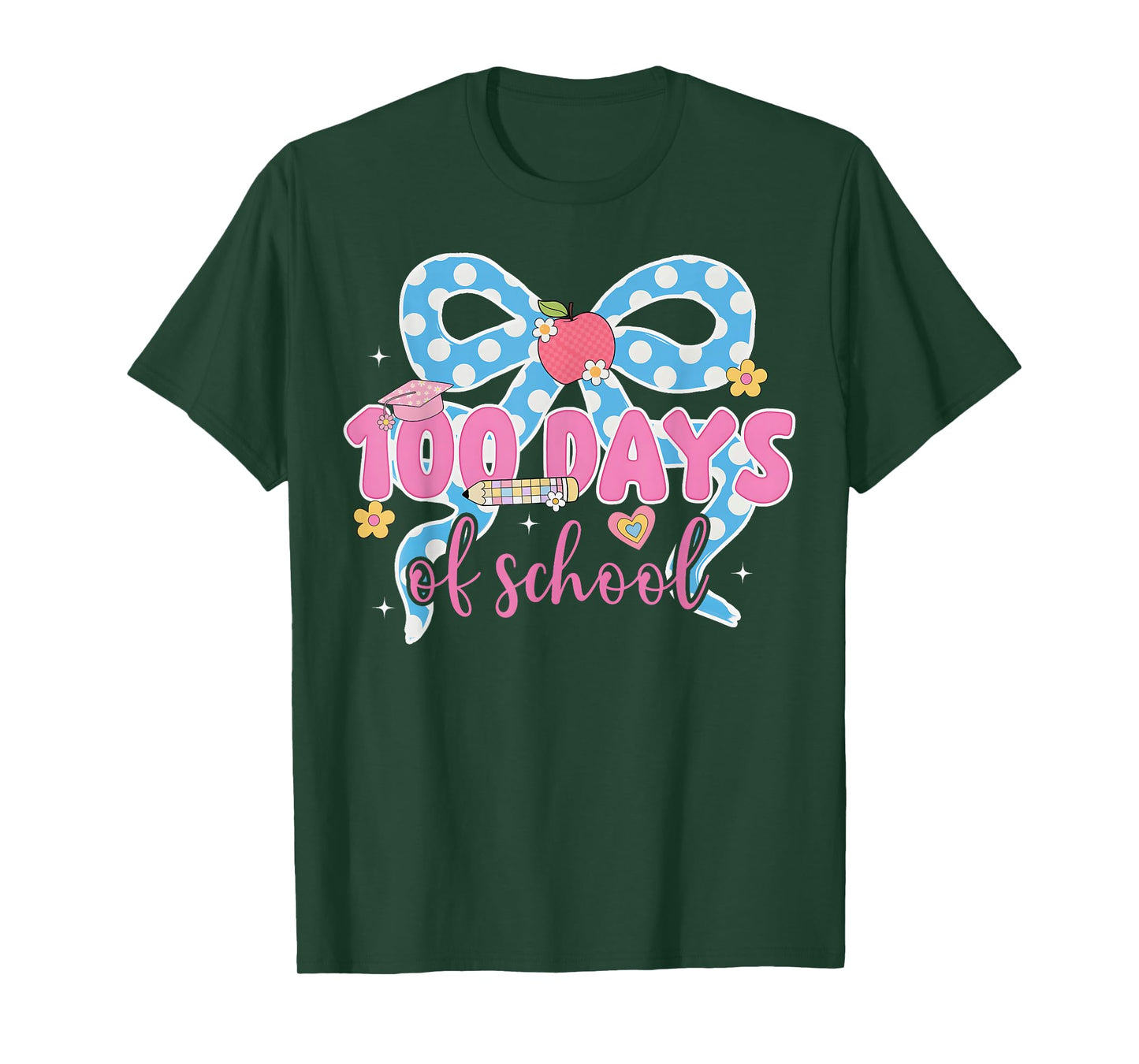 100th Day of School 100 Days Teacher Coquette Bow Girl Women T-Shirt