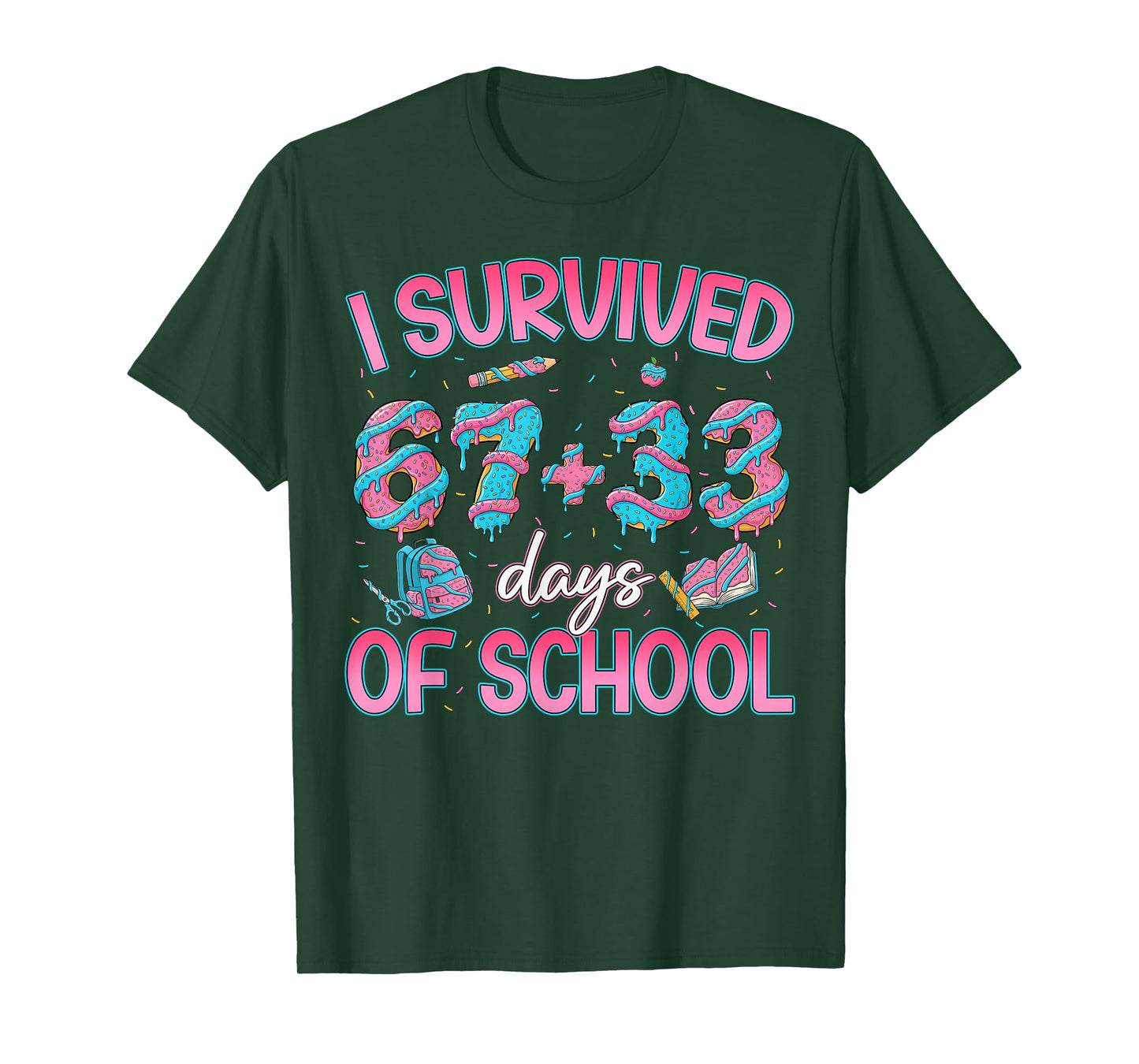 I Survived 67 + 33 Days of School Ice Cream Drip Girl Boy T-Shirt