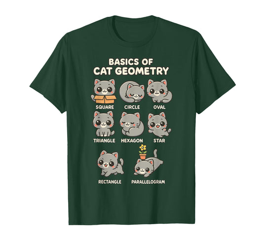 Basics of Cat Geometry Funny Cat Math Physics Science Humor T-Shirt