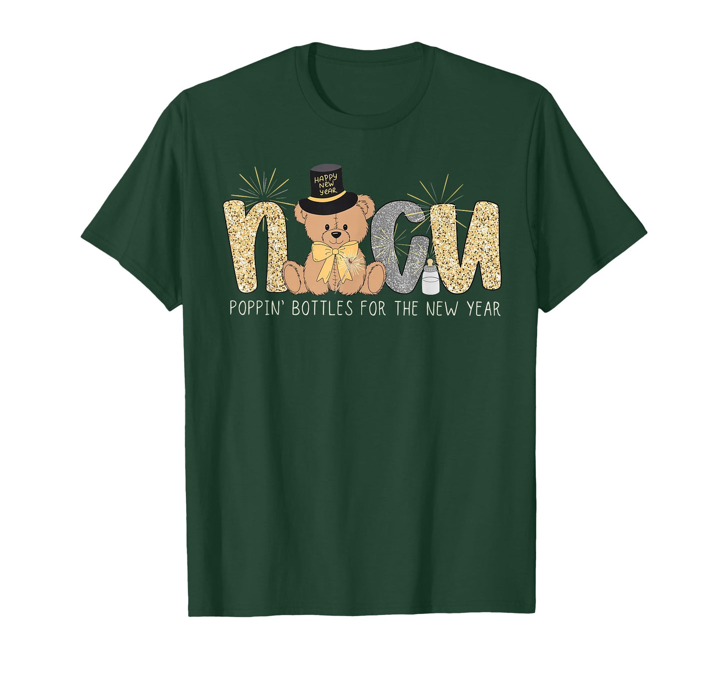 Cute New Year Teddy Bear NICU Nurse Mother Baby Unit T-Shirt