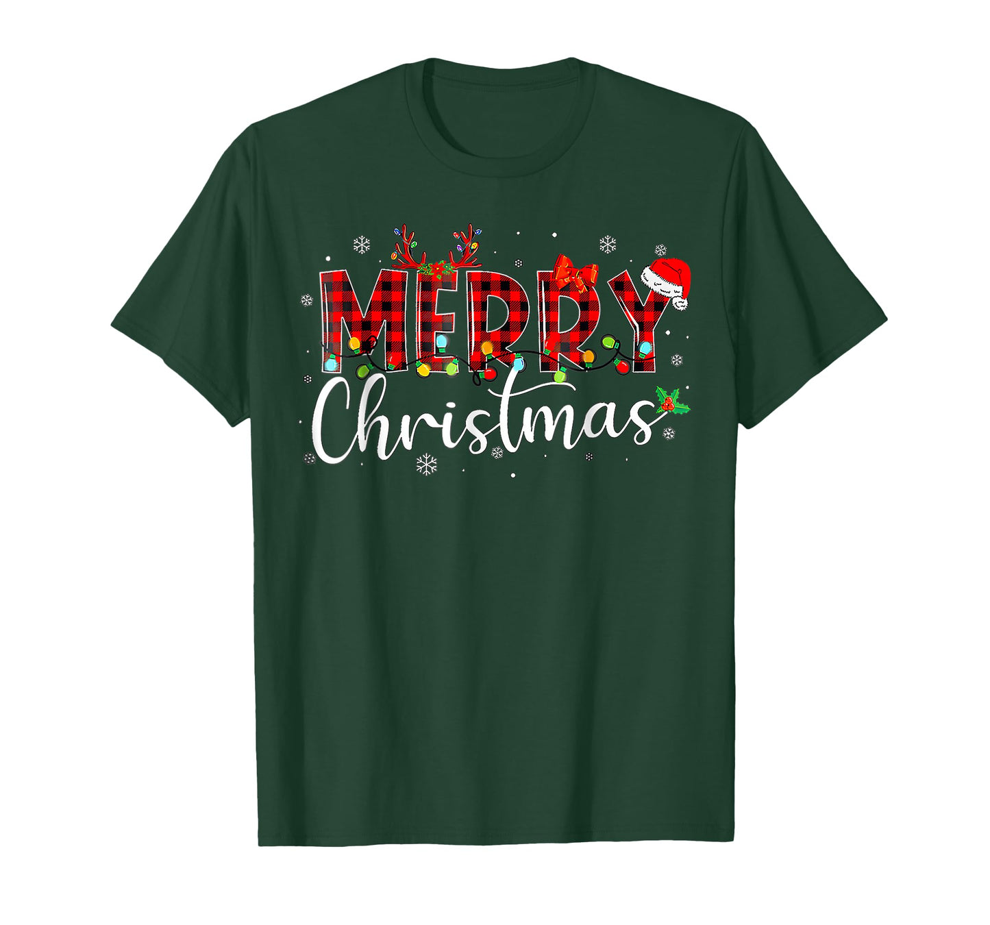 Merry Christmas Buffalo Plaid T-Shirt