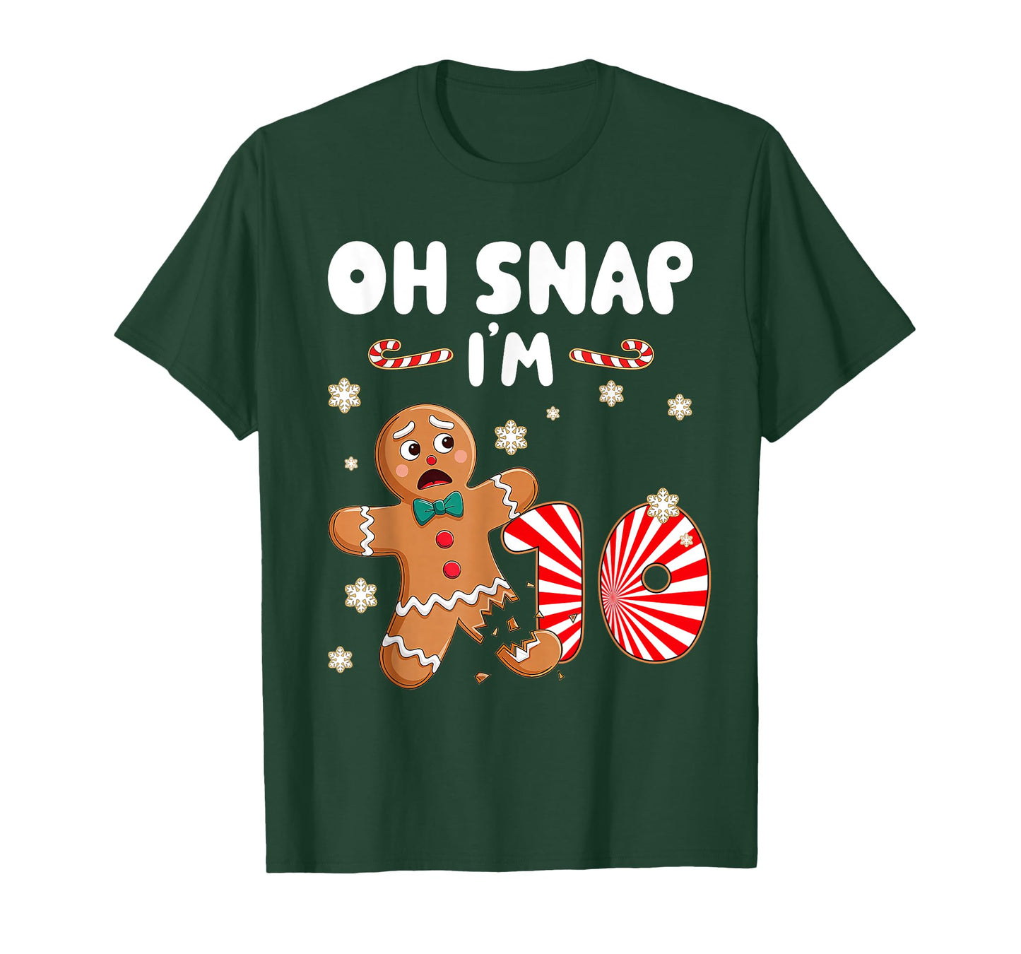Christmas Oh Snap 10 Year Old Gingerbread Man 10th Birthday T-Shirt