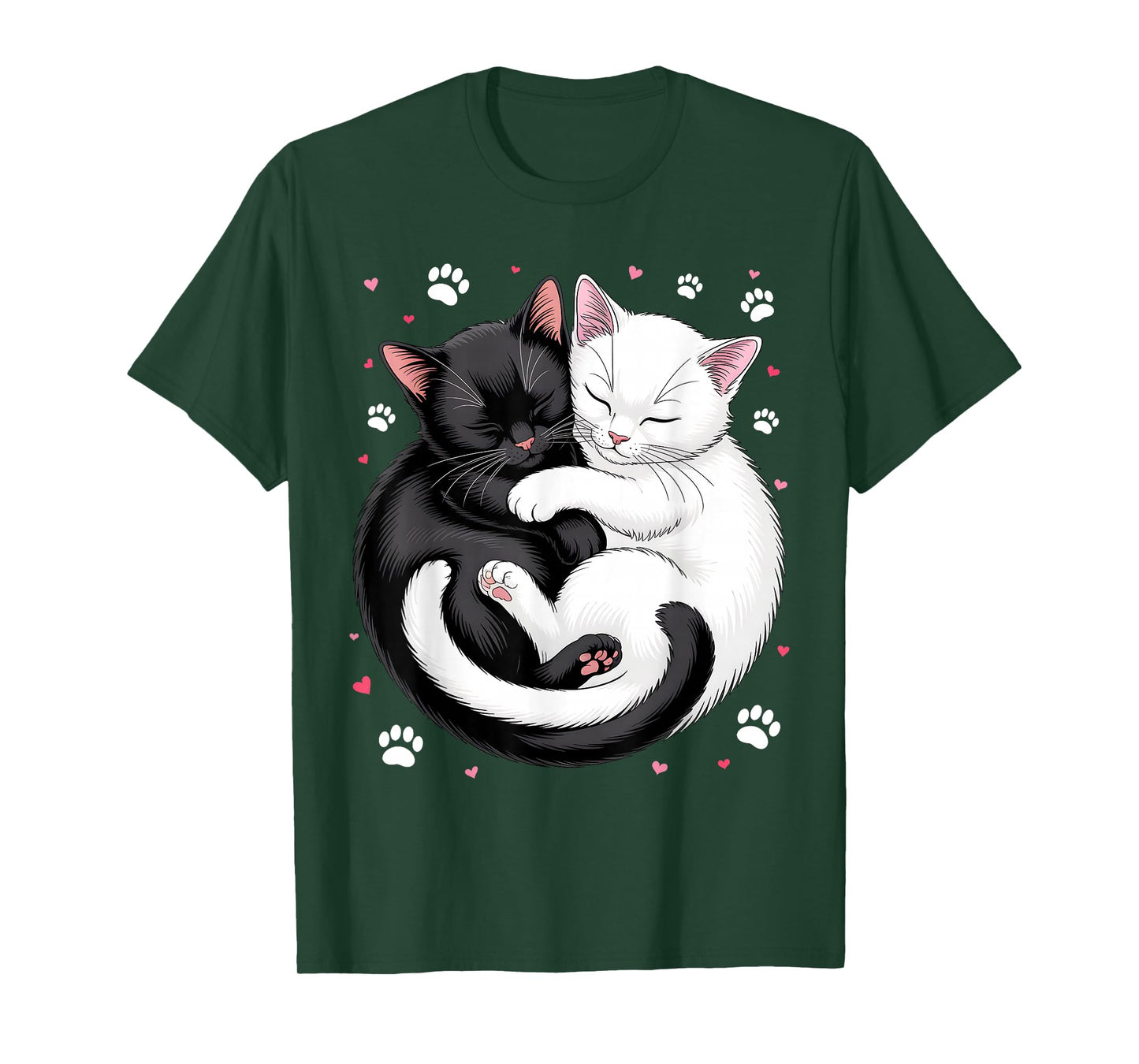 Yin and Yang Pet Cat Black White Cats T-Shirt