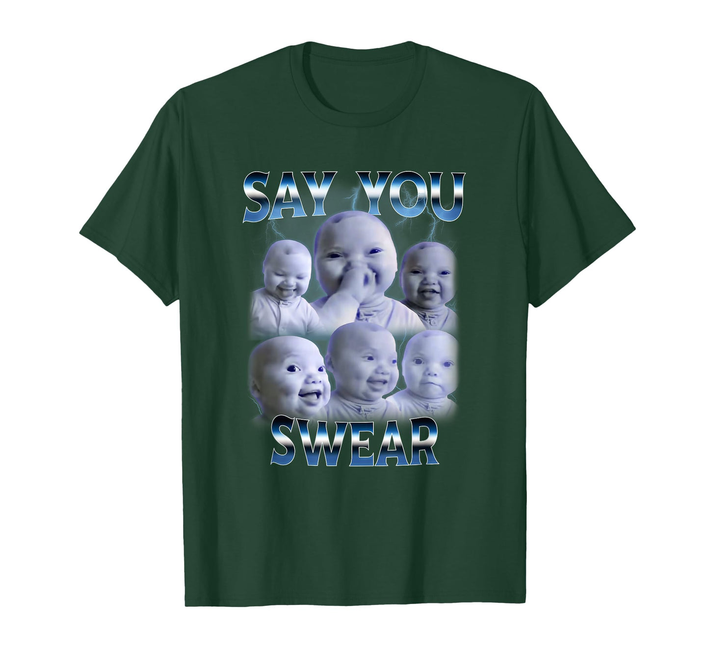 Say You Swear Ai Niche Baby Holding Back Laugh Genz Meme T-Shirt