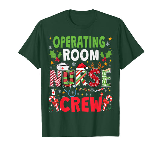 Operating Room Nurse Christmas Crew Funny Xmas Nurse Pajama T-Shirt