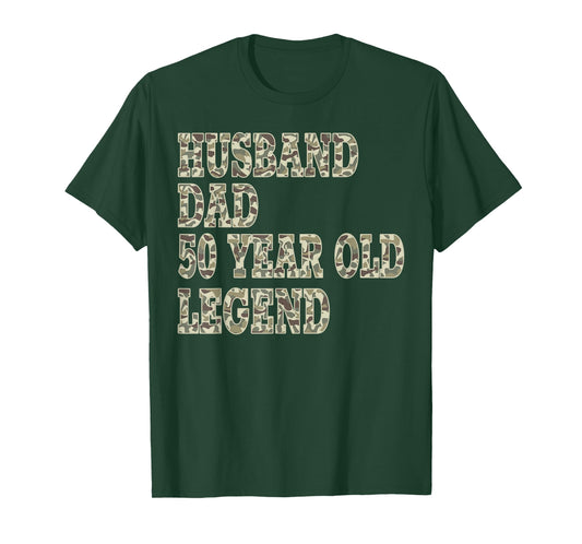 Old School Camo Husband Dad 50 Year Old Legend 50th Birthday T-Shirt