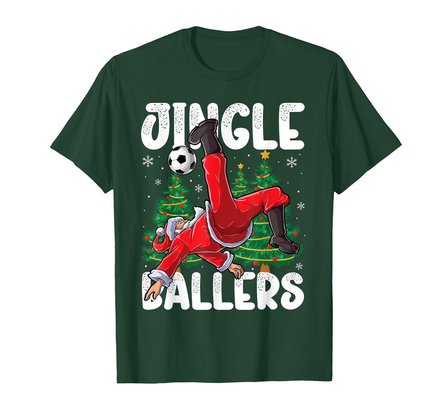 Jingle Ballers Santa Football Christmas Soccer Plaid T-Shirt