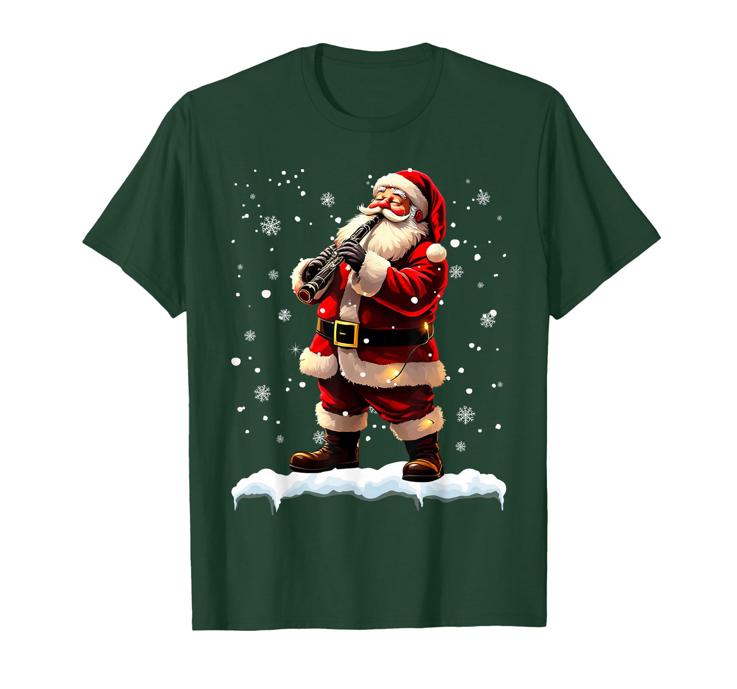 Santa Claus Playing Clarinet Christmas Xmas Music T-Shirt