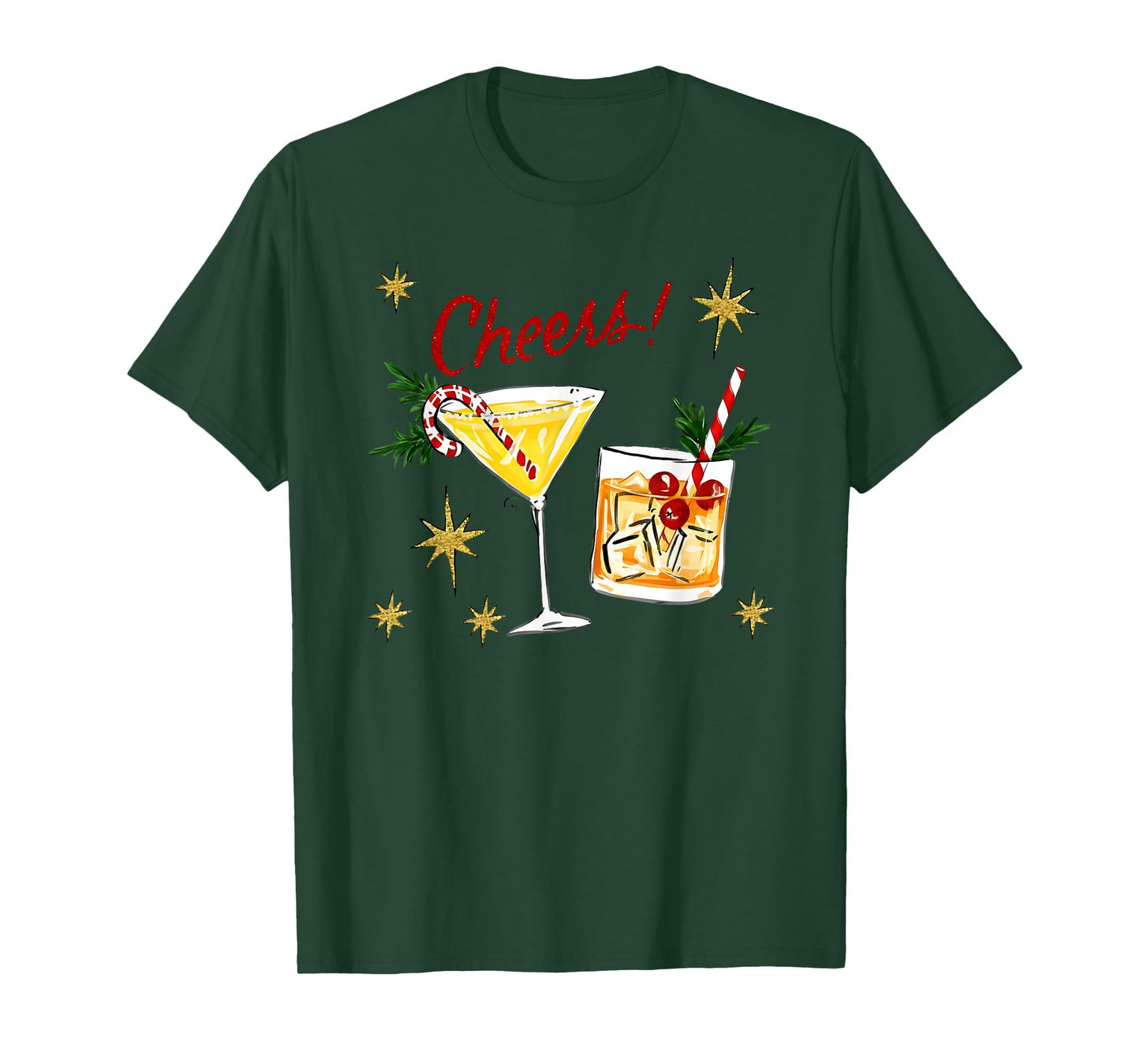 Full of Holiday Spirit Cheers Martini Christmas Drinks Women T-Shirt