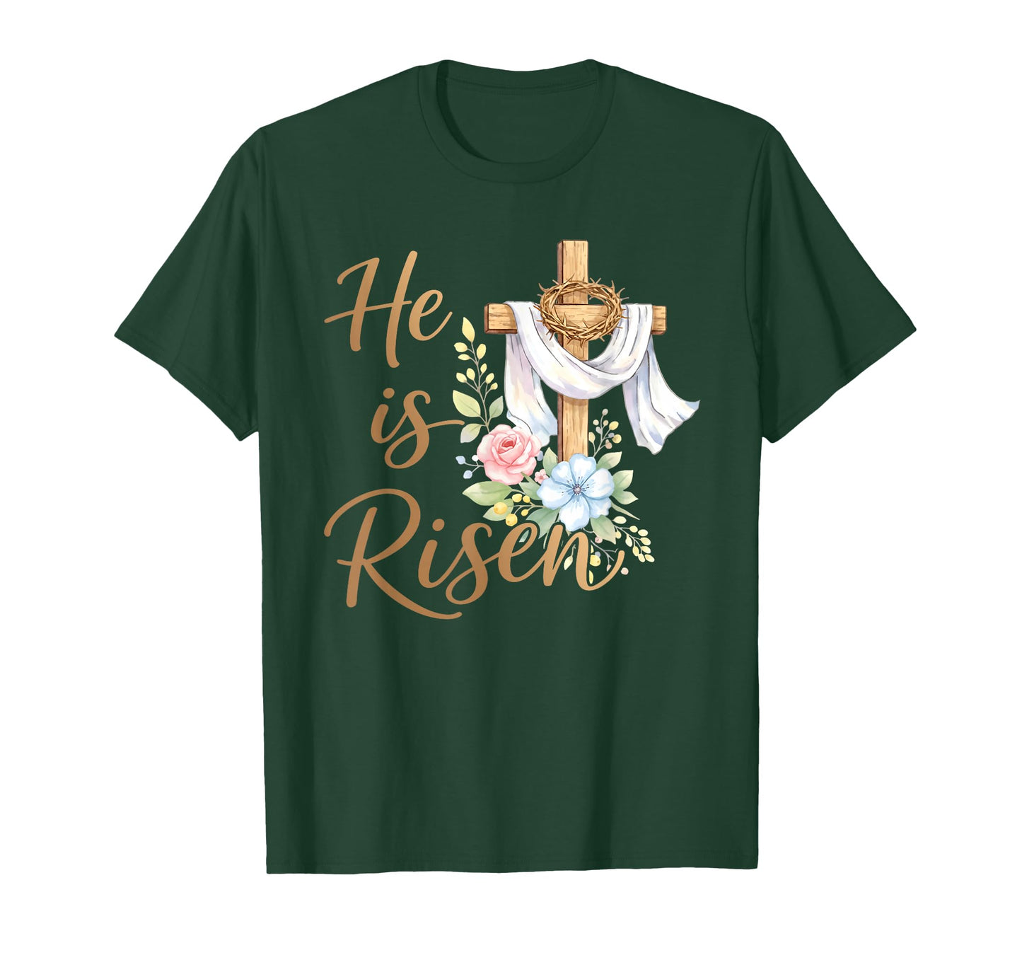 He is Risen Floral Cross Christian Vintage Happy Easter Day T-Shirt