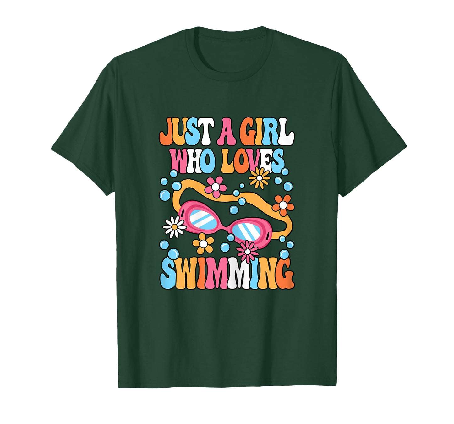 Just A Girl Who Loves Swimming Groovy Cute Swimmer Swim Kids T-Shirt