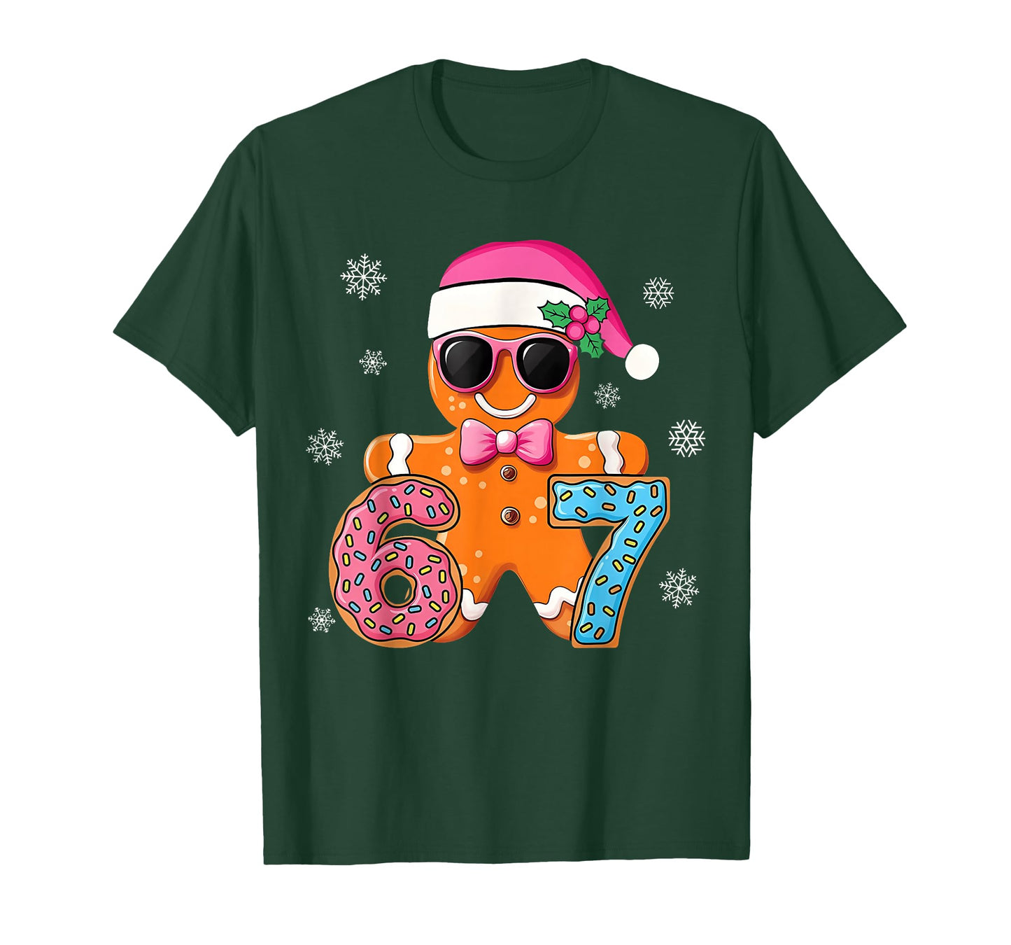 Gingerbread Six Seven 67 Meme 6 7 Funny Christmas Boys Kids T-Shirt