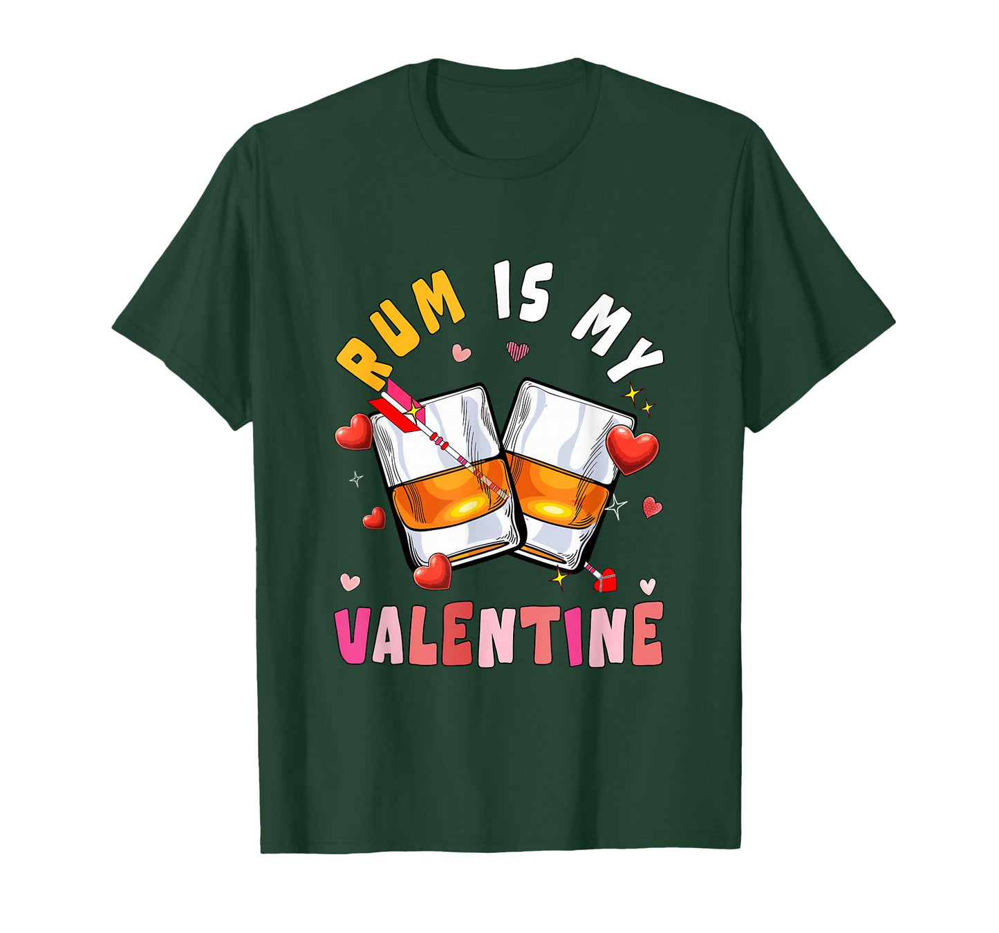 Rum is My Valentine Hearts Matching Drinker Family Couple T-Shirt