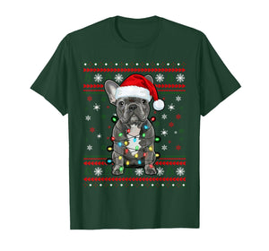 Dog Christmas, French Bulldog Christmas Lights Ugly Sweater T-Shirt