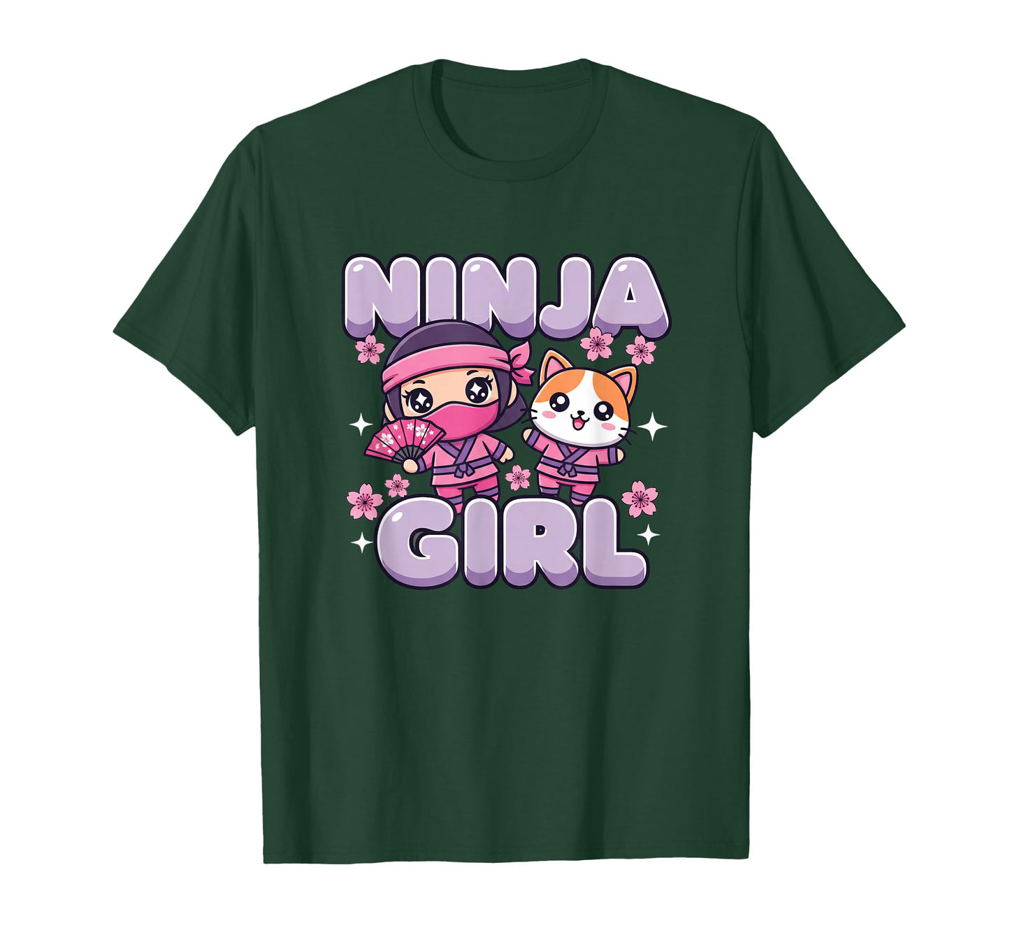 Cat Ninja Girl Cute Kawaii Ninja Cat Birthday Party T-Shirt