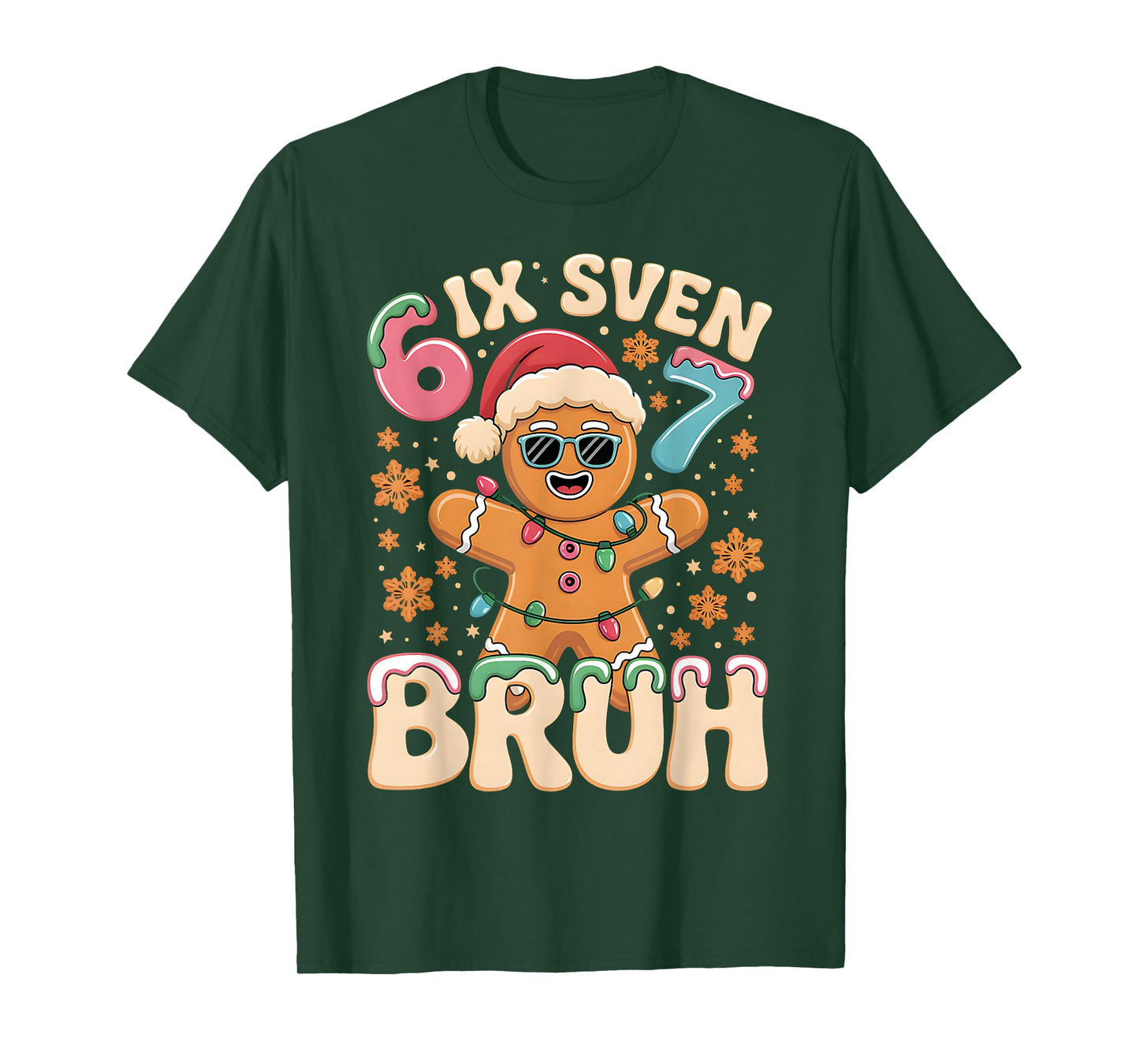 Bruh 67 Christmas Six Seven Gingerbreadman Boys 67 Christmas T-Shirt