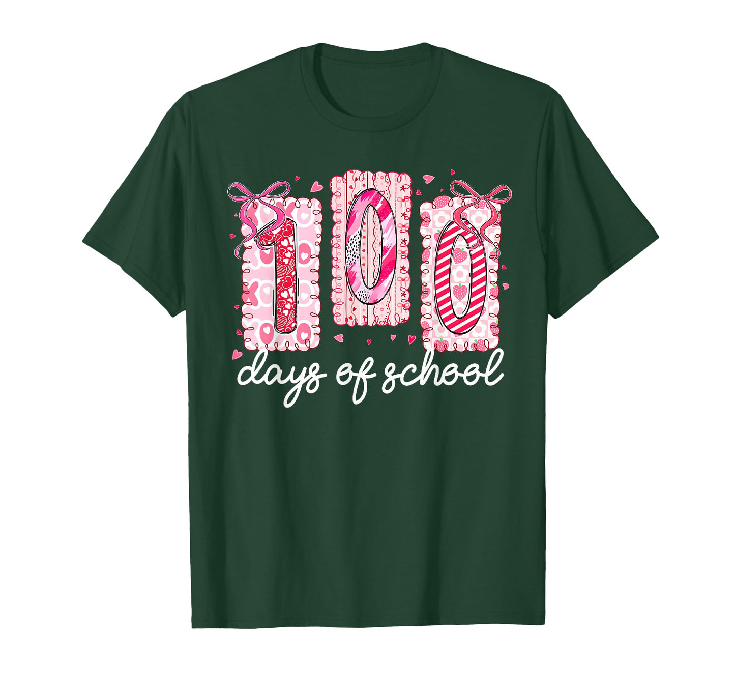 Preppy 100 Days of School Pink Coquette Bow Girl Women T-Shirt