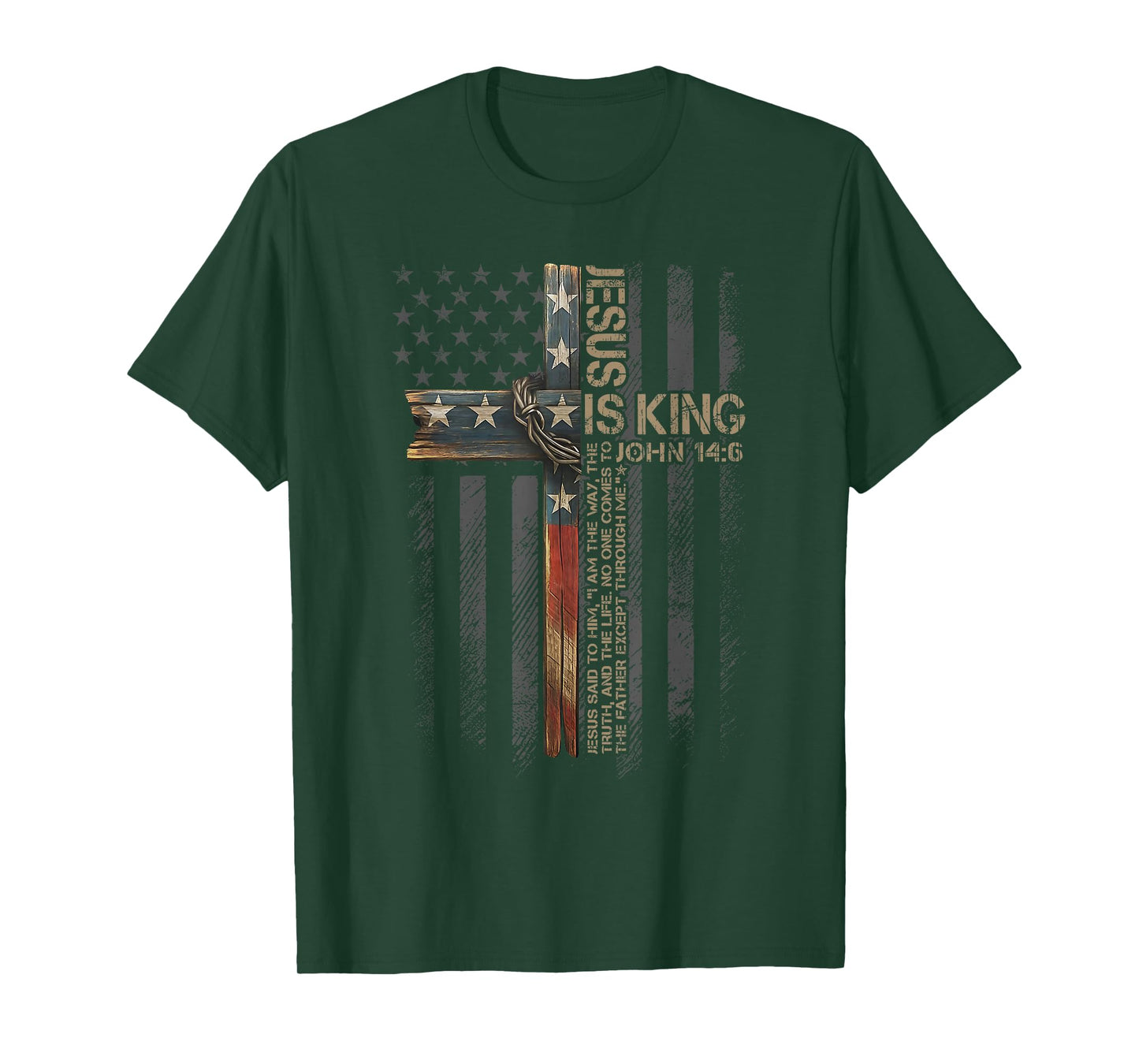 Jesus is King American Flag Christian Cross Faith Vintage T-Shirt