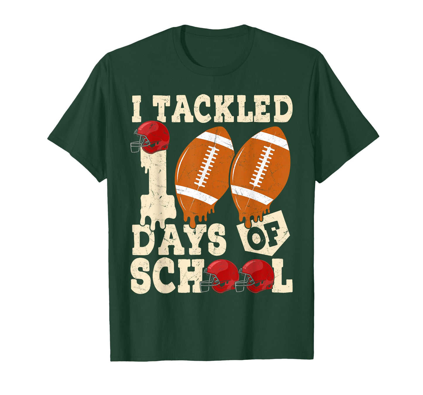 100 Days of School Boys Kids 100th Day of School Football T-Shirt