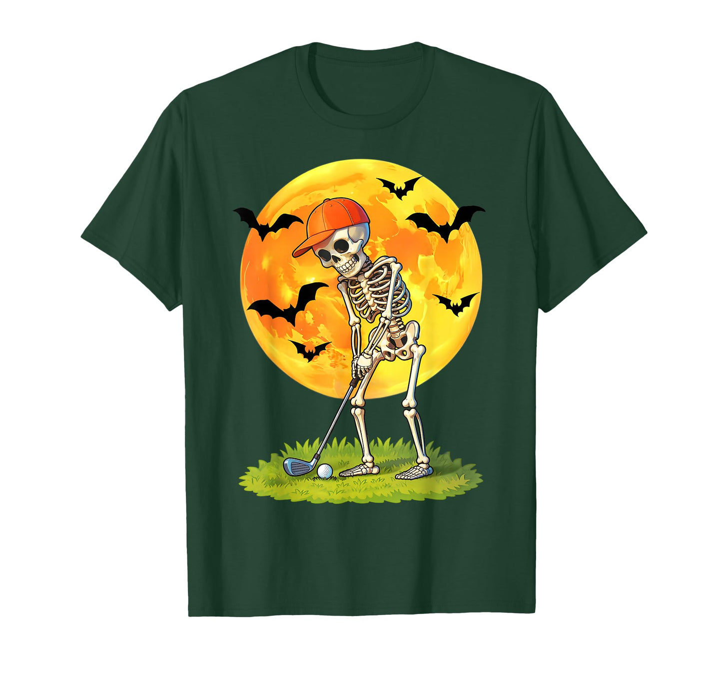 Skeleton Golf Player Halloween Golfer Funny Golfing Men Dad T-Shirt