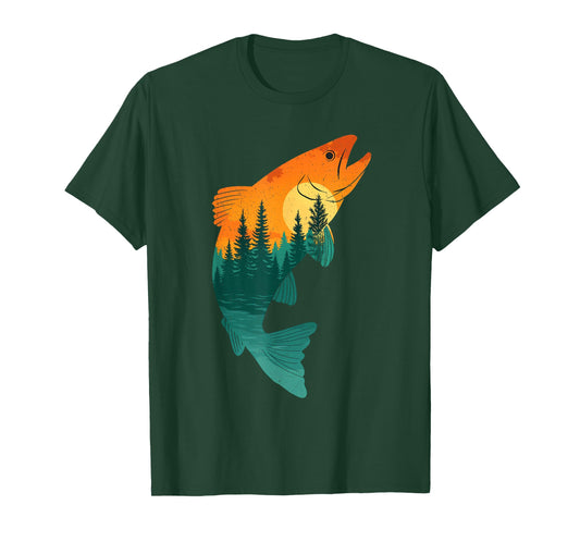 Trout Fly Fishing Outdoor Forest Nature Wildlife Fisherman T-Shirt