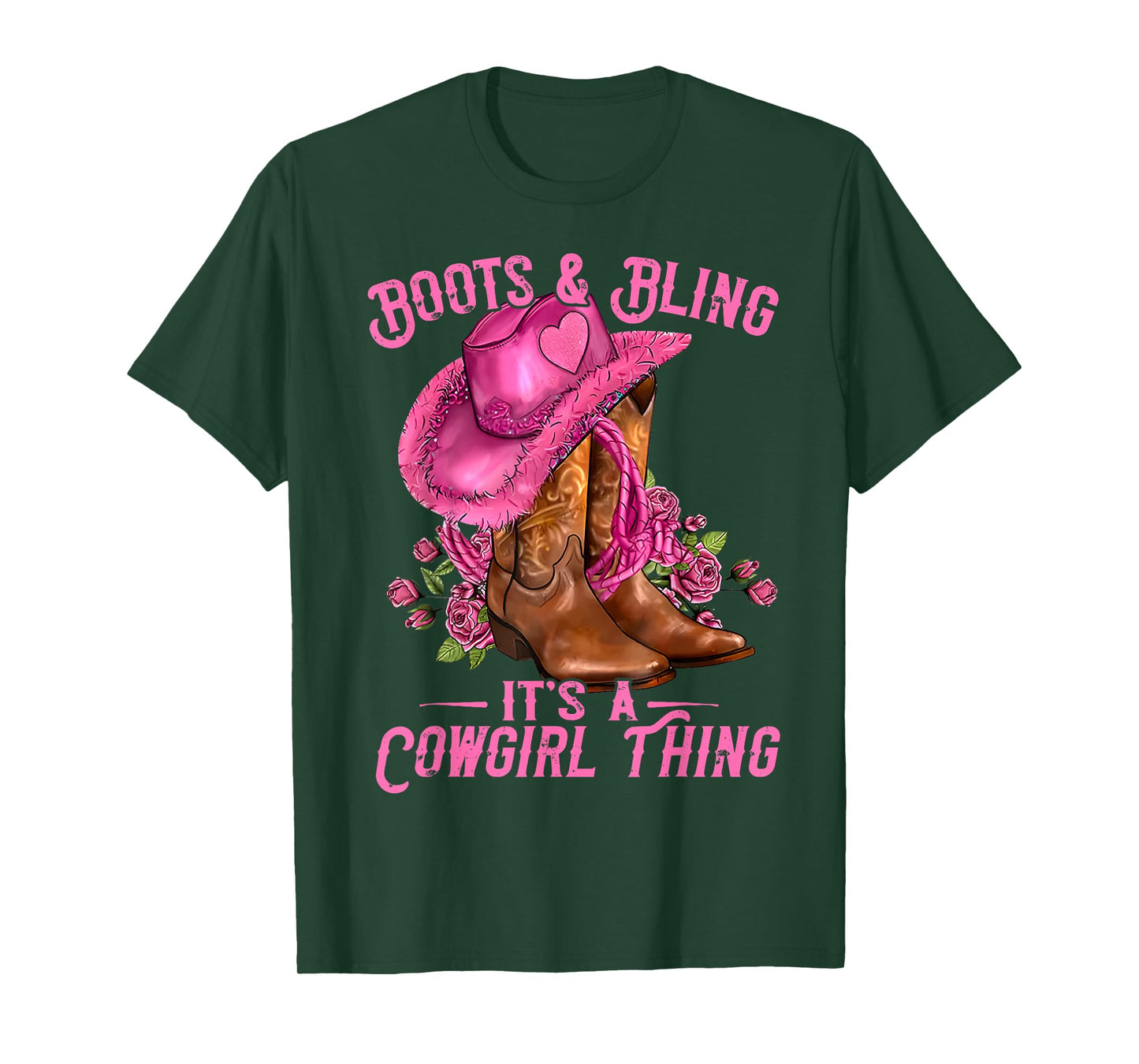 Western Rodeo Cowgirls Boots and Bling It's A Cowgirl Thing T-Shirt