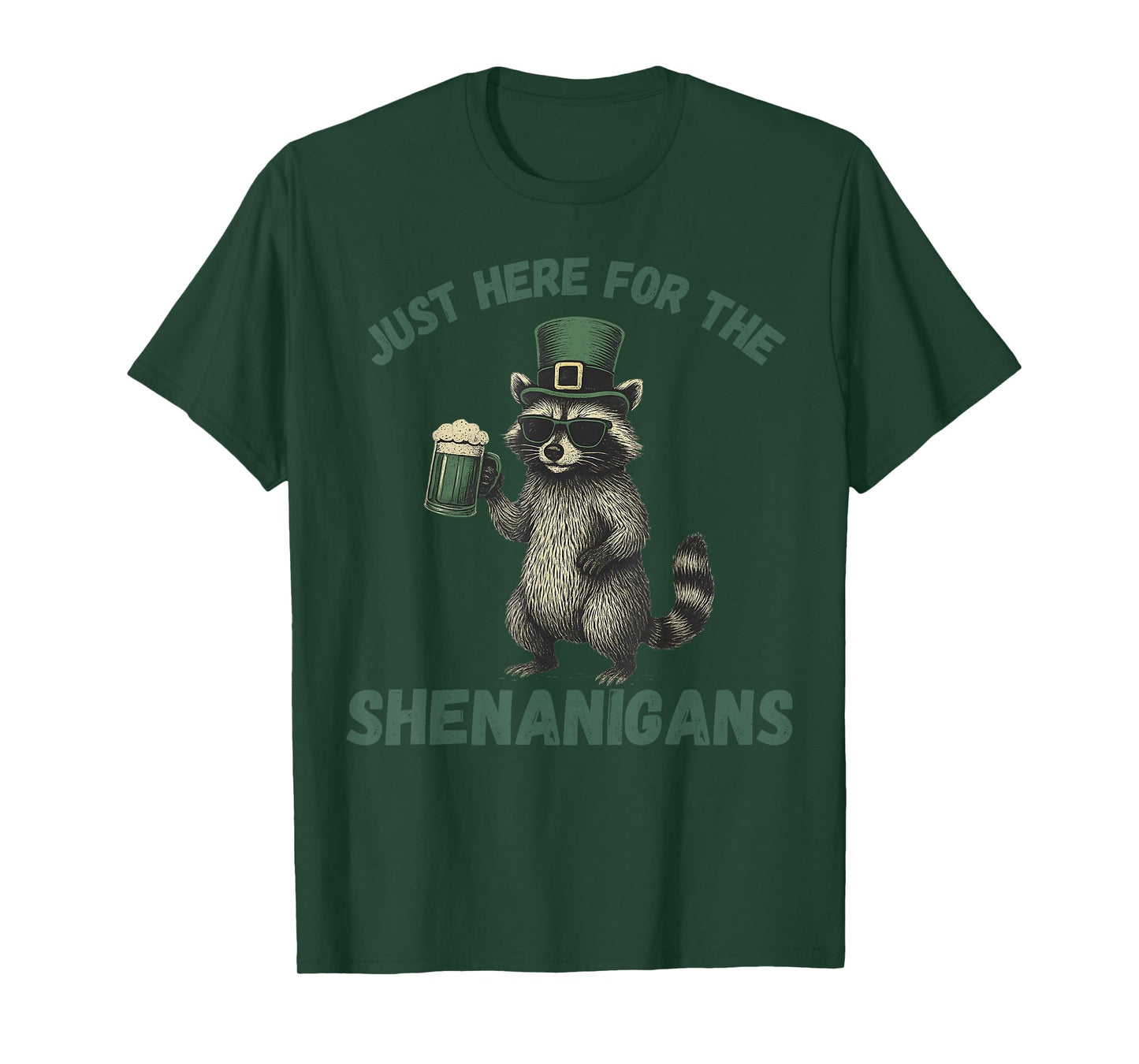 St Patricks Day Just Here for The Shenanigans Mens Womens T-Shirt