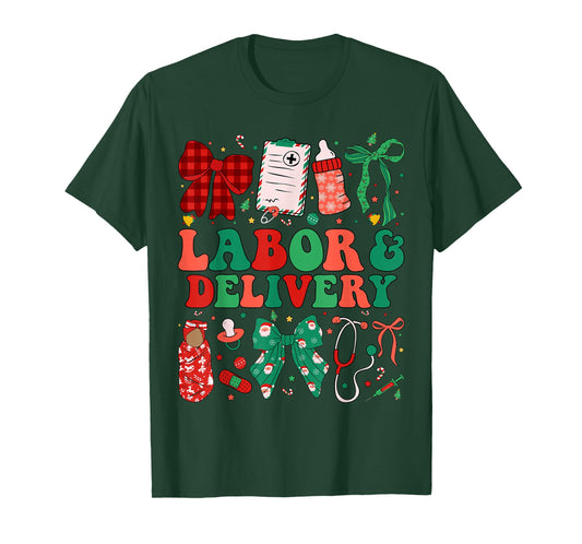 Labor and Delivery Nurse Christmas L&D Nursing Xmas T-Shirt