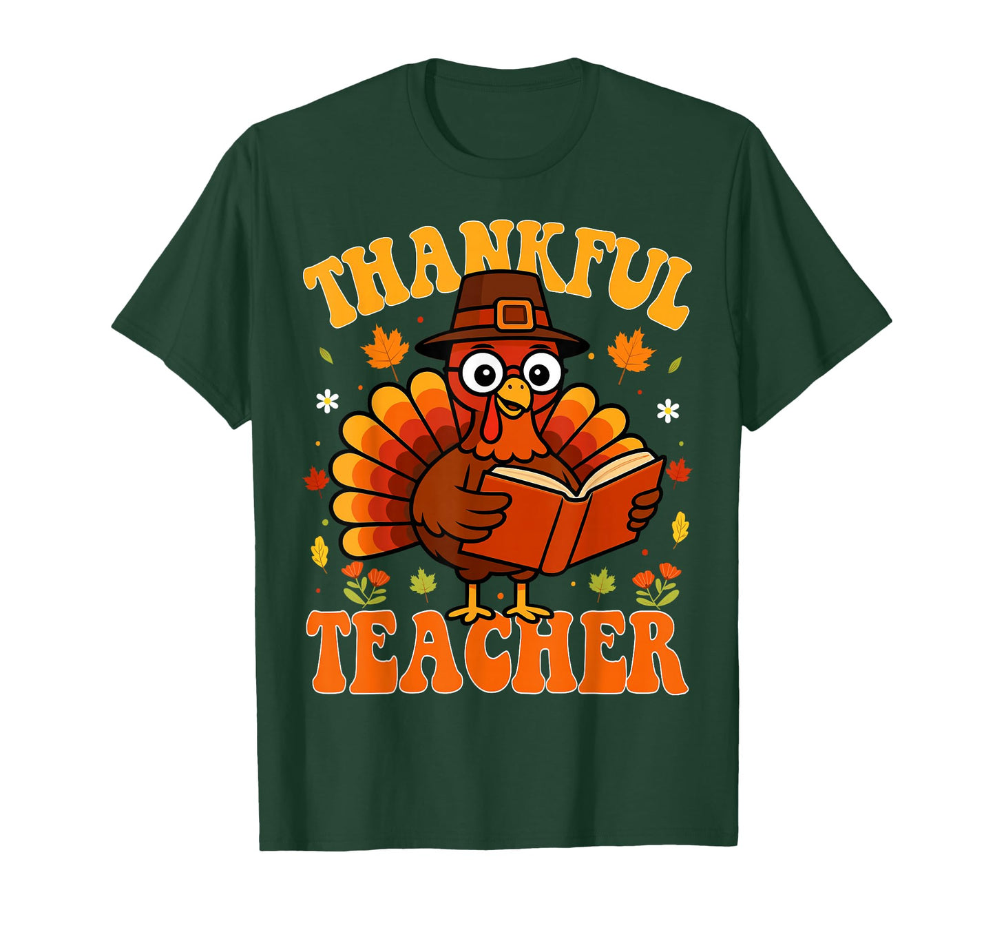 Thankful Teacher Turkey Reading Book Teacher Thanksgiving T-Shirt